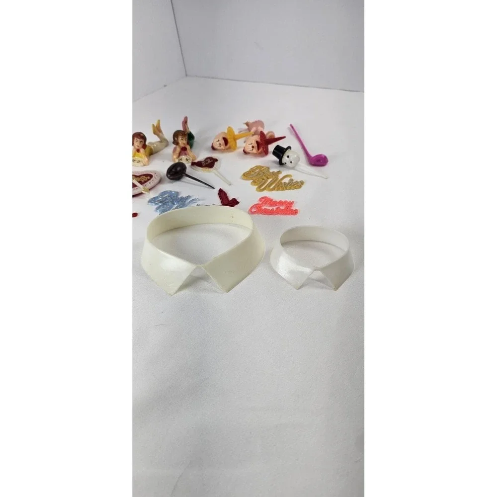 Lot Vintage Plastic Cake Toppers Picks Best Wishes Ballerina‎ Valentine Golf